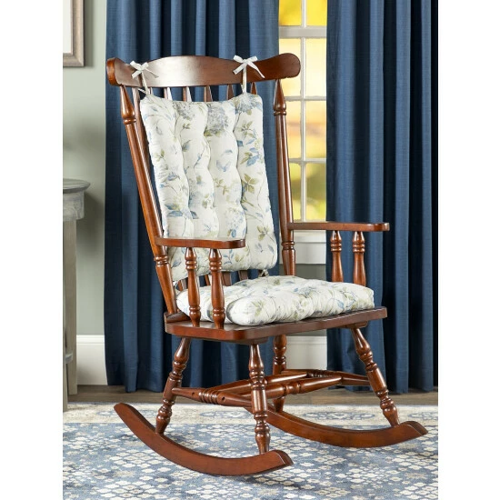 Vermont Country Store Whispering Hydrangea Never-Flatten Rocker Chair Pad Set Blue - Image 3